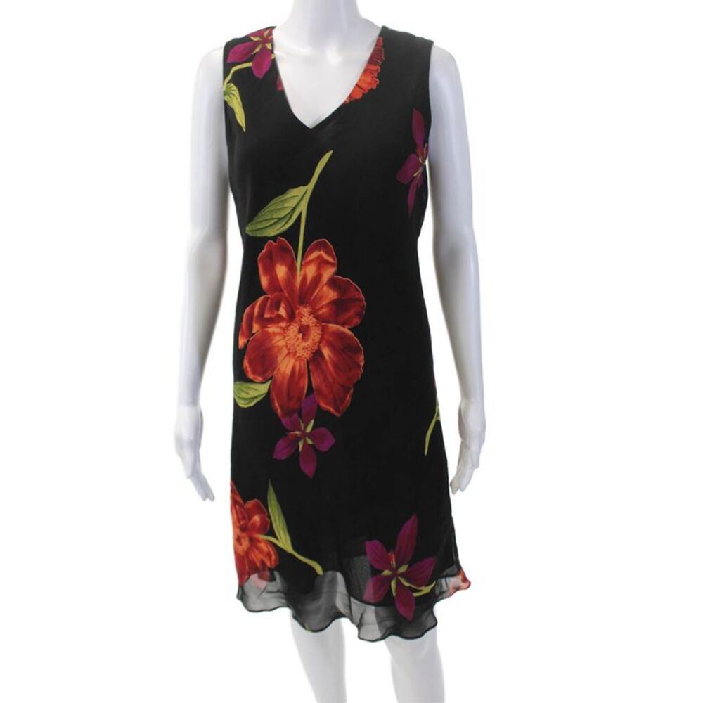Tiger Lily Womens Floral Print Sleeveless Sheath Midi Dress Black Size PL